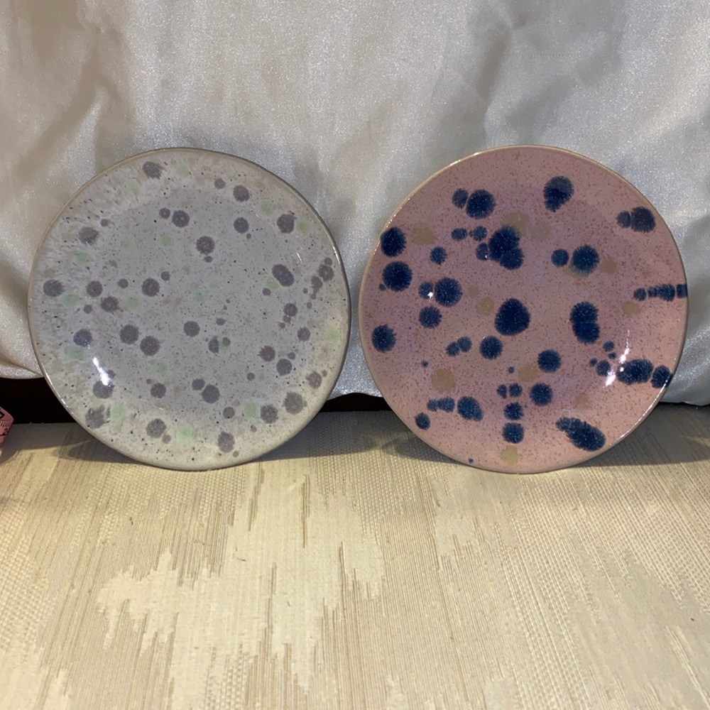 Set of 2 Anthropology Ceramic Plates